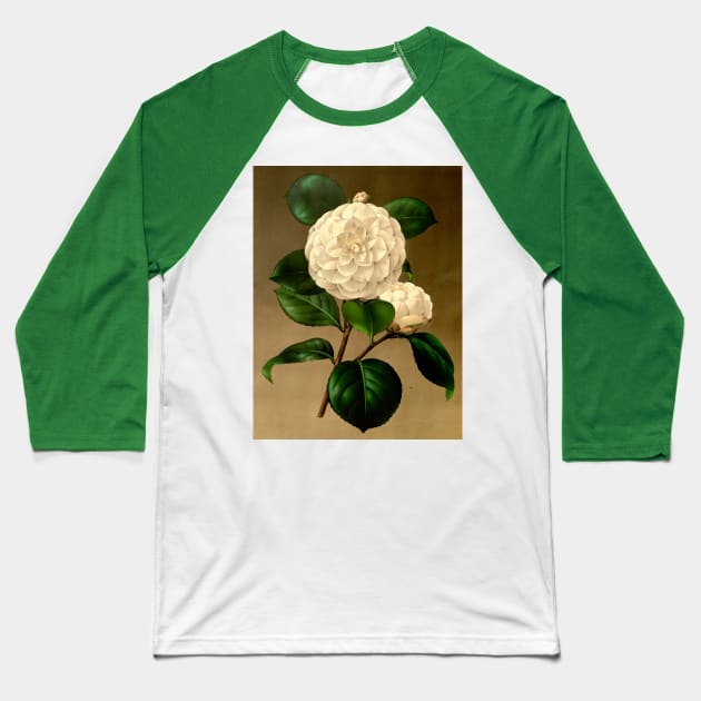 White flower on a brown background. Baseball T-Shirt by Marccelus